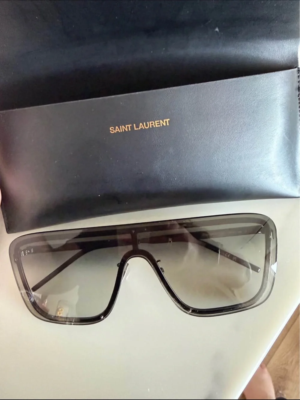 Saint Laurent Shield Sunglasses in Black with Gradient Lenses